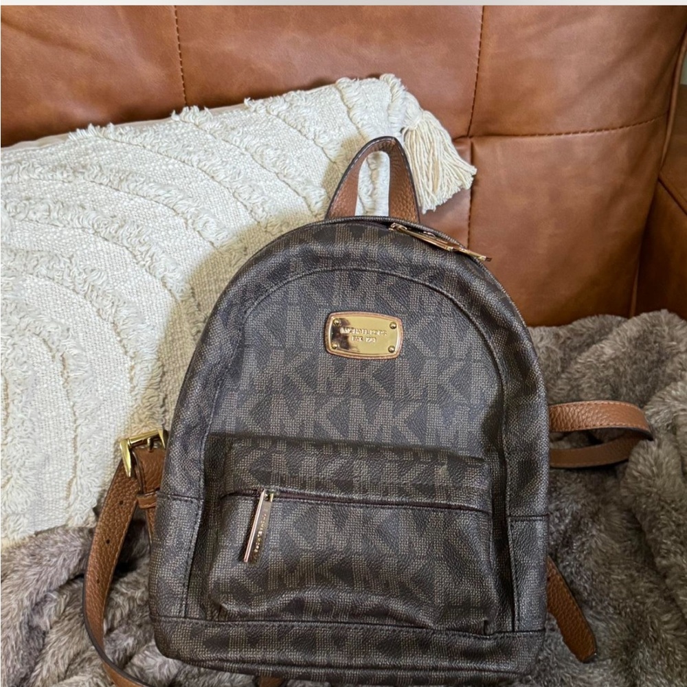Michael Kors Chocolate Brown Logo Backpack